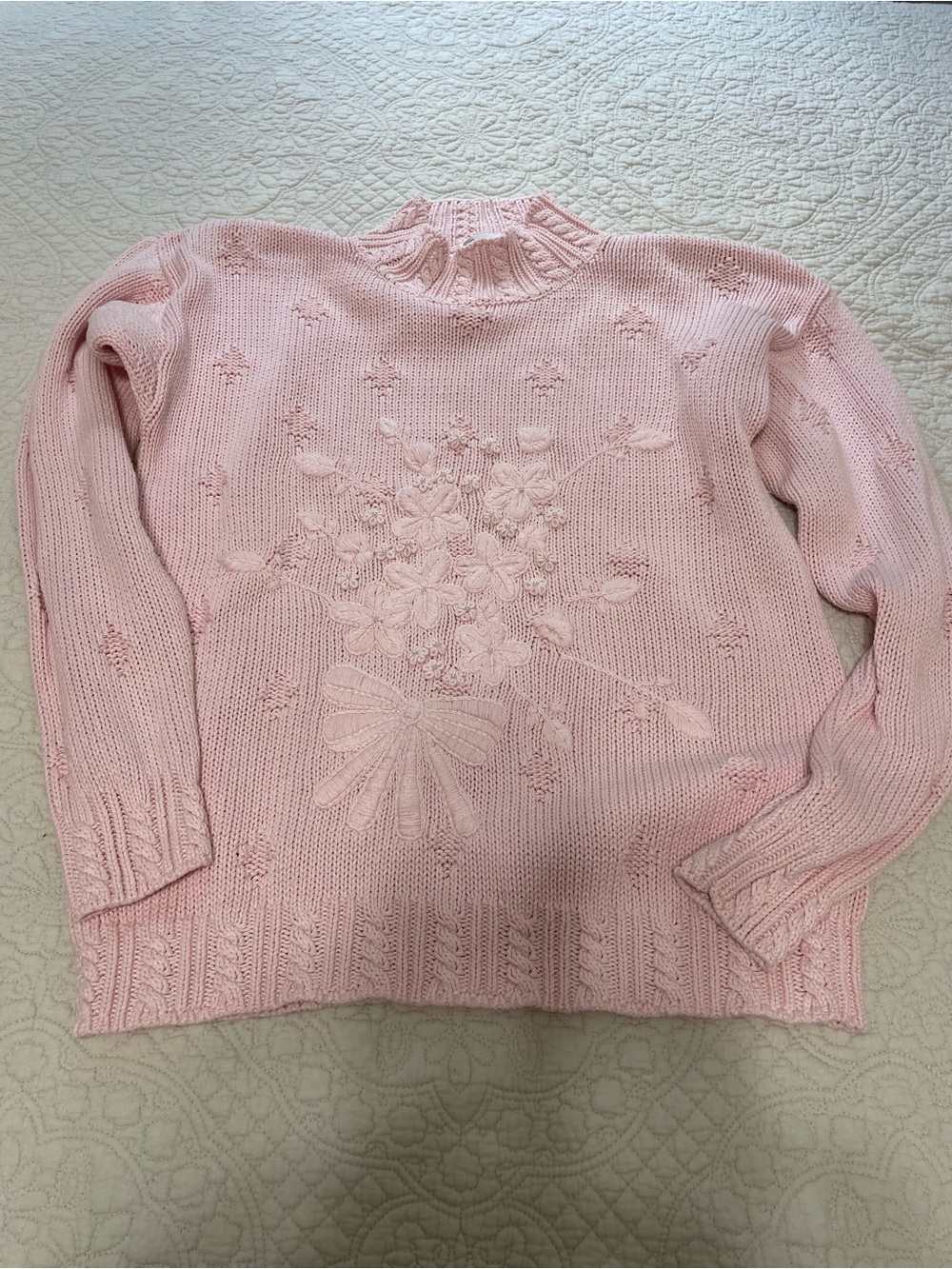 Pink Floral Knit Sweater